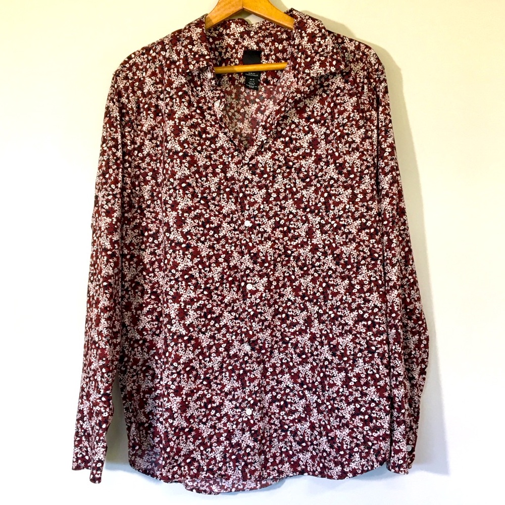 Vintage Y2K H & M Granny‎ Ditsy Floral Slim Fit Button Up Shirt